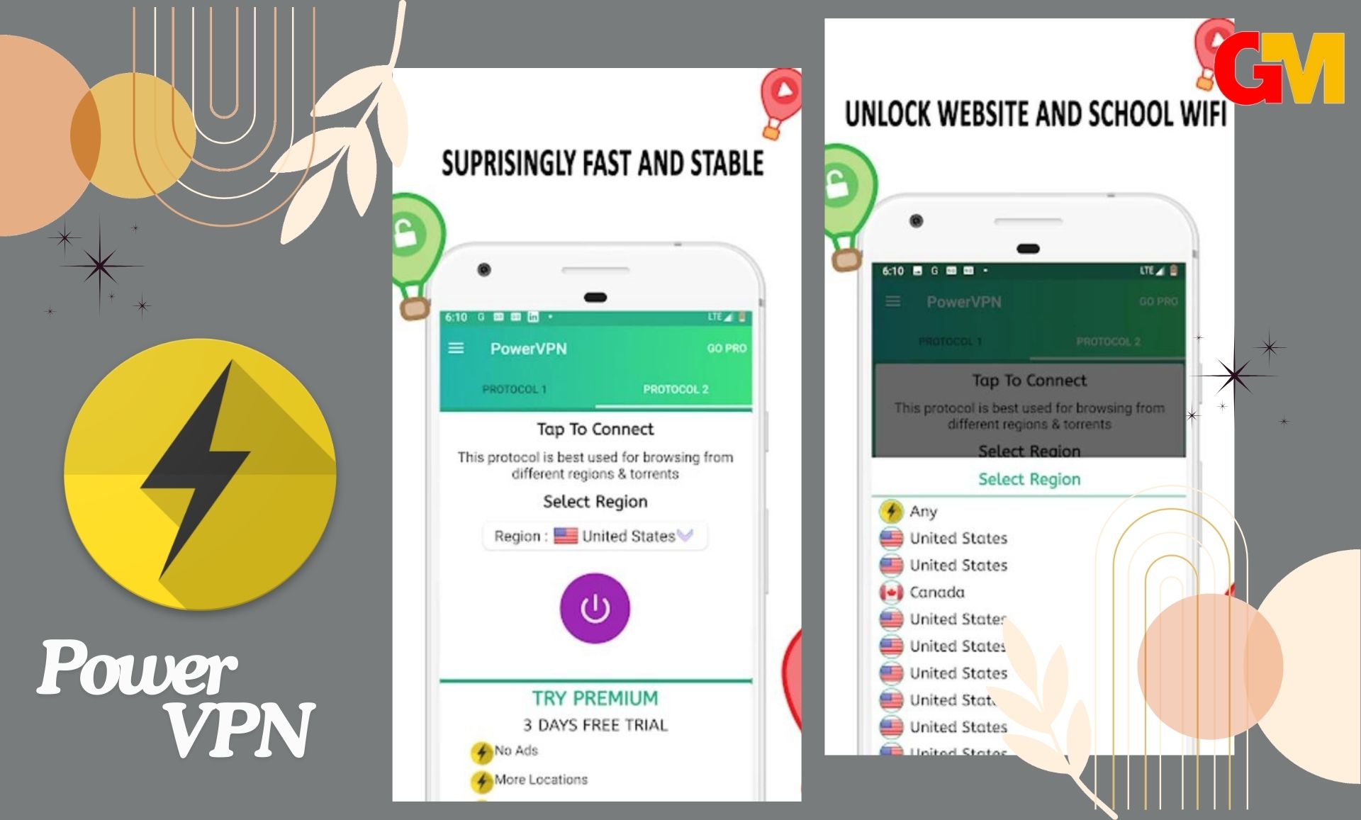 تحميل تطبيق Power VPN v2.1.1 مهكر APK اخر اصدار مجانا