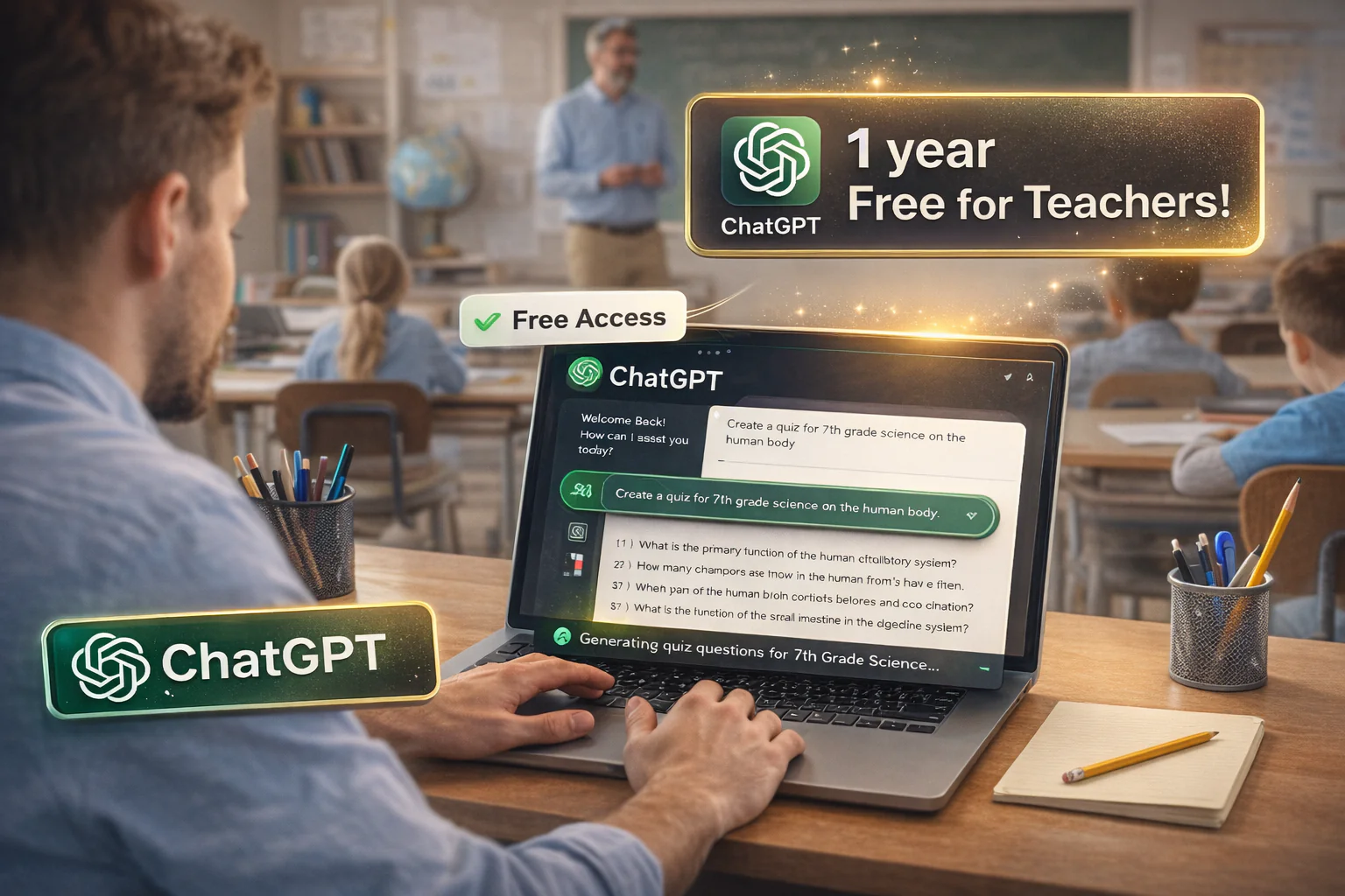 طريقة الحصول على ChatGPT مجانًا لمدة سنة ونصف للمعلمين